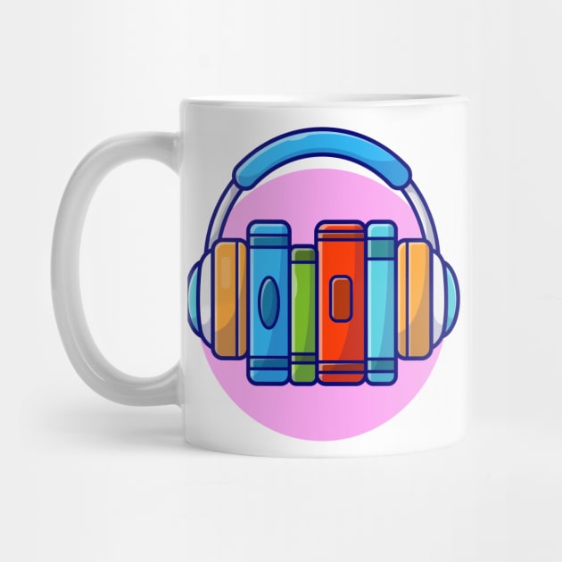 Online Book Music Listening with Headphone Music Cartoon Vector Icon Illustration by Catalyst Labs